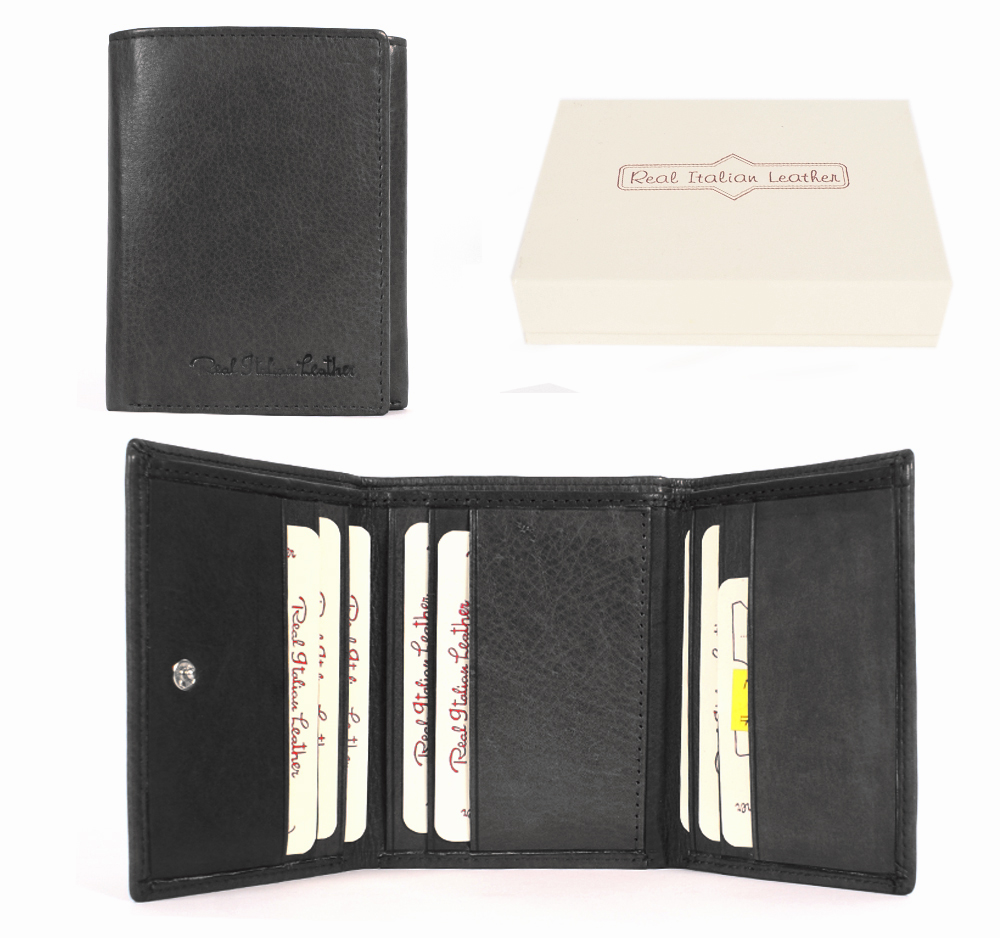 (image for) 020 BLACK ITALIAN LEATHER WALLET - S116